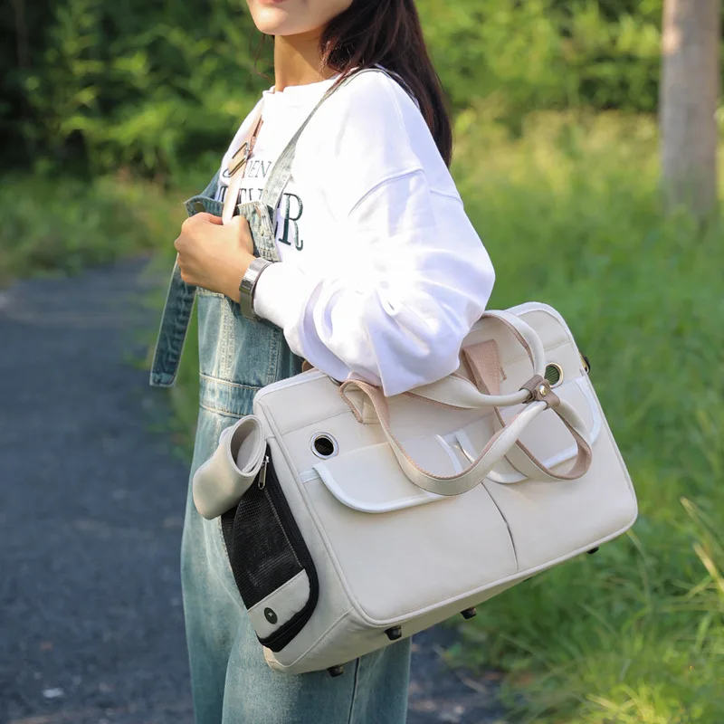 Crossbody Cat Bag Portable Pet Bag Going Out Outdoor Breathable Canvas Handbag Foldable Dog pet carrier bag pet bag