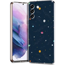 Celestial Galaxy Design Phone Case - Black & White Sun, Moon, Stars, and Planets - S22 Plus 5G (B1)