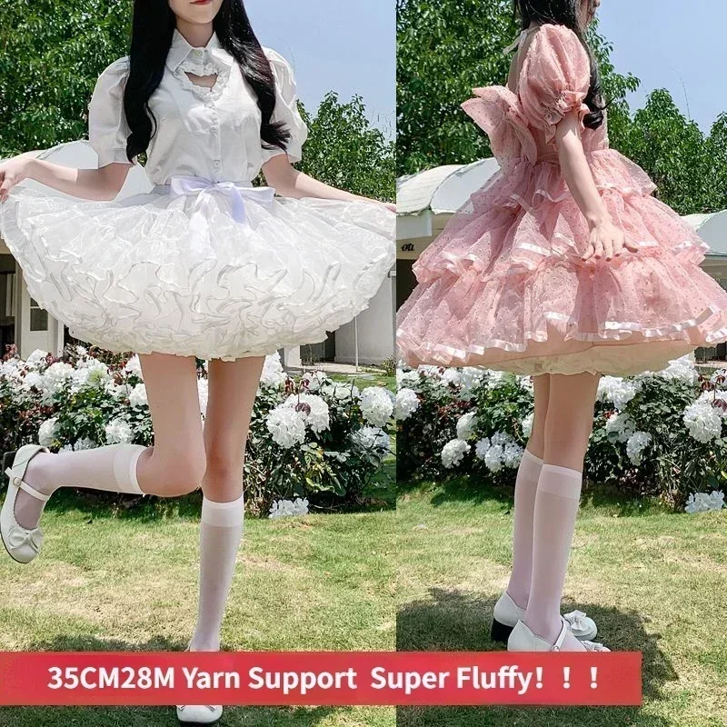 Multi-layer Ruffled Petticoats for Women Fluffy Bubble Skirt Crinoline Underskirt No Hoop Boneless Lolita Puffy Skirt Mini Skirt 3
