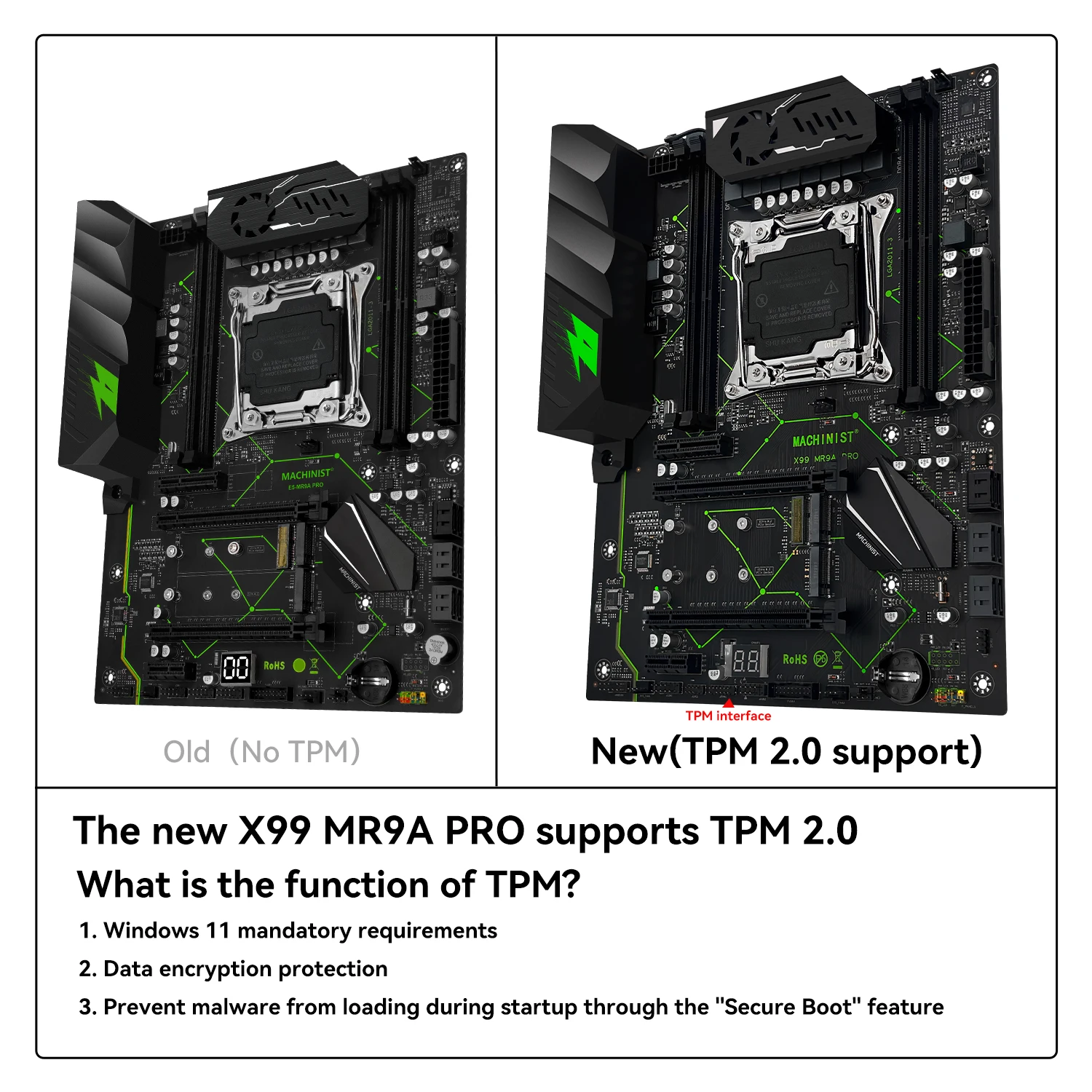 MACHINIST MR9A PRO ATX X99 Motherboard Support TPM2.0 LGA 2011-3
