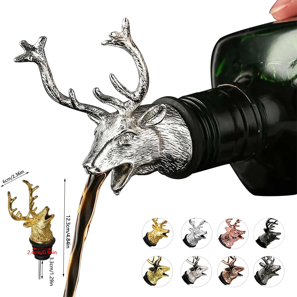 Deer Head Pourer Deer Head Wine Mouth Deer Head Wine Guide Pour Wine Stopper Pourer Process Creative Pourer Aerators Bar Tools