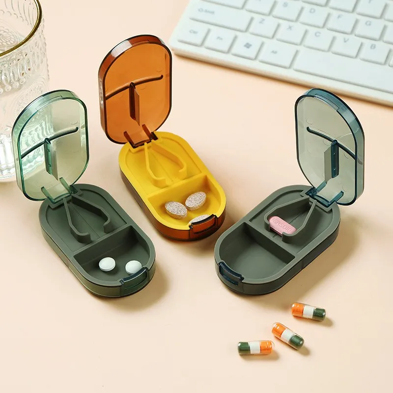 Portable Multiple Pill Cutter with Storage Box Pill Crusher Adjustable Pill Splitter Stainless Steel Cutting Blade - Image 2