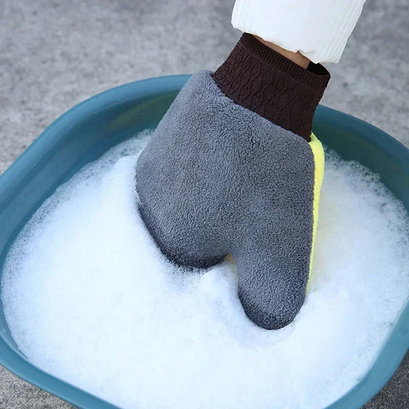 Car Cleaning Gloves Microfiber Car Mitt Microfiber Cleaning Gloves Microfiber Washing Gloves Microfiber Gloves Car Wash Cleaning Glove Brush Thick Double-faced Microfiber Coral Fleece Gloves