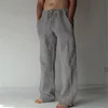 Men's Cotton Linen Long Pants Summer Solid Color Breathable Linen Trousers Male Casual Elastic Waist Casual Pants Harajuku Trous 4