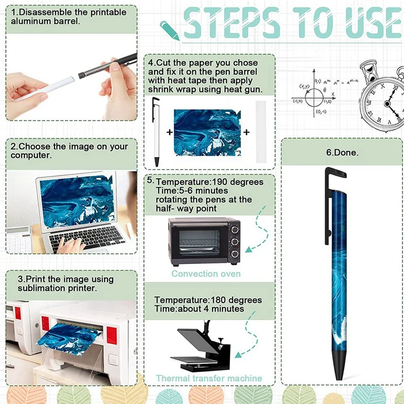 빈 열 전달 펜, DIY 학교 문구 용품, 열 수축 랩 볼펜, 20 개 포함, 5.5x0.4 인치, 16 개