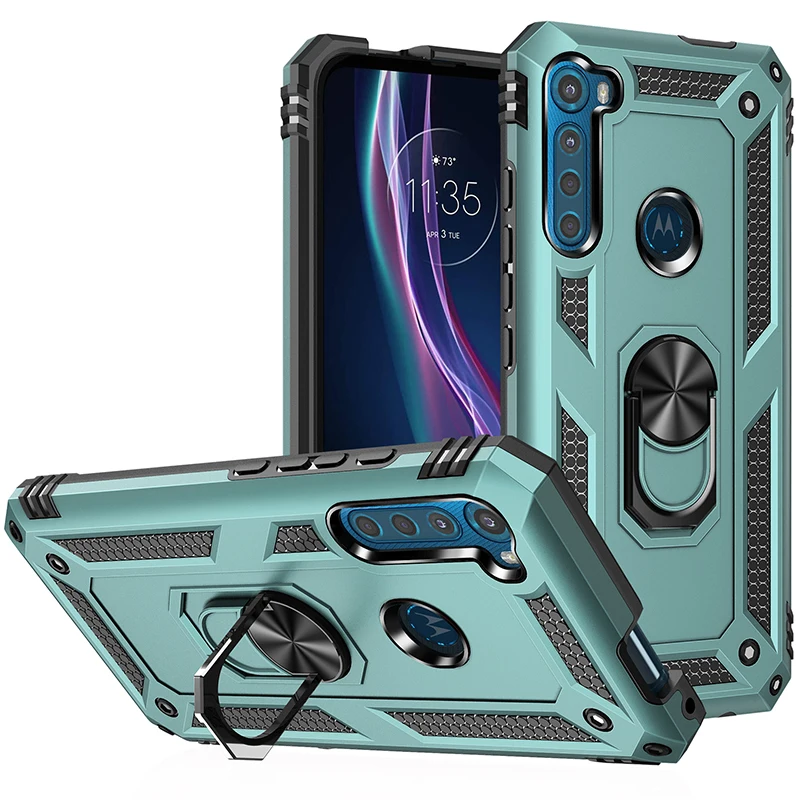 Armor Shockproof Silicone Metal Ring Phone Holder Case