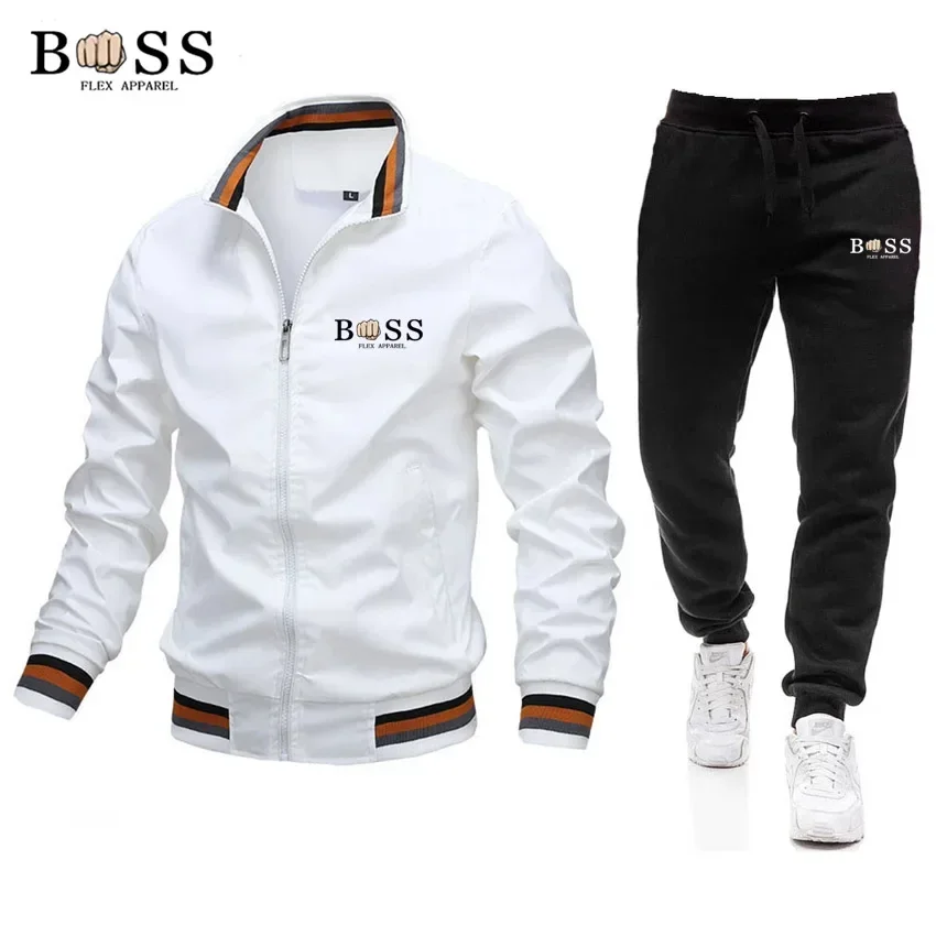 

Men's Sets Jacket and Sweatpants 2-piece Set 2024 Spring New Sports Casual Baseball Stand Neck High Quality Bomber Jacket Coat