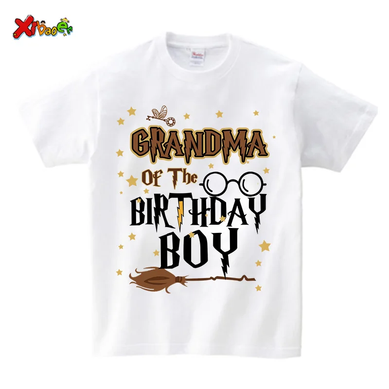 Magic Broom Wizard Birthday Boy Shirt Family Matching Outfits Personalized Name Shirts Kids 9th Birthday Party Children Outfits 4