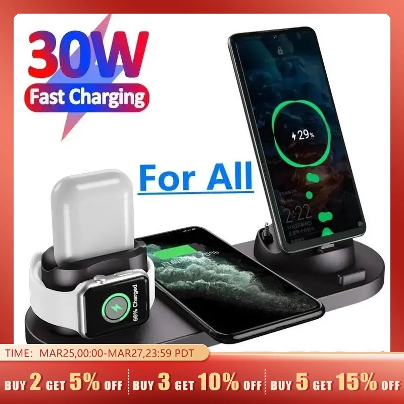 Chargeur Sans Fil SDTEK Noir - Compatible IPhone 15, 14, 13, 12, 11 (Max Inclus)