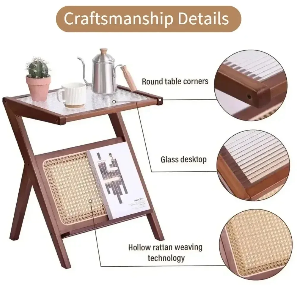 Z Shape Side Table Simply Strong Load-bearing Capacity Storage Rack Modern Decor Exquisite and Compact Household Bedside Table
