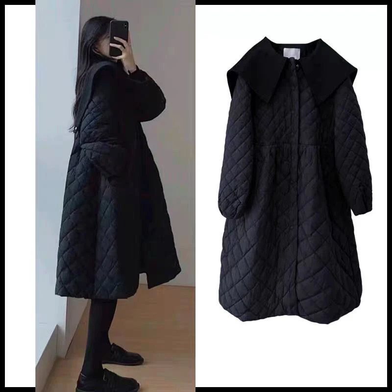 

Long Down Winter Coats For Women Cardigans Y2K Retro Ins Korean Style Clothes Outerwear Peter Pan Collar Vintage Blazer Jackets