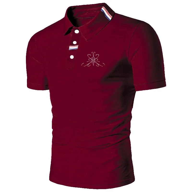 S7b83abc1aea34f87a9caa93c91330496E Summer men's casual short sleeved polo shirt, fashionable printed men's casual top
