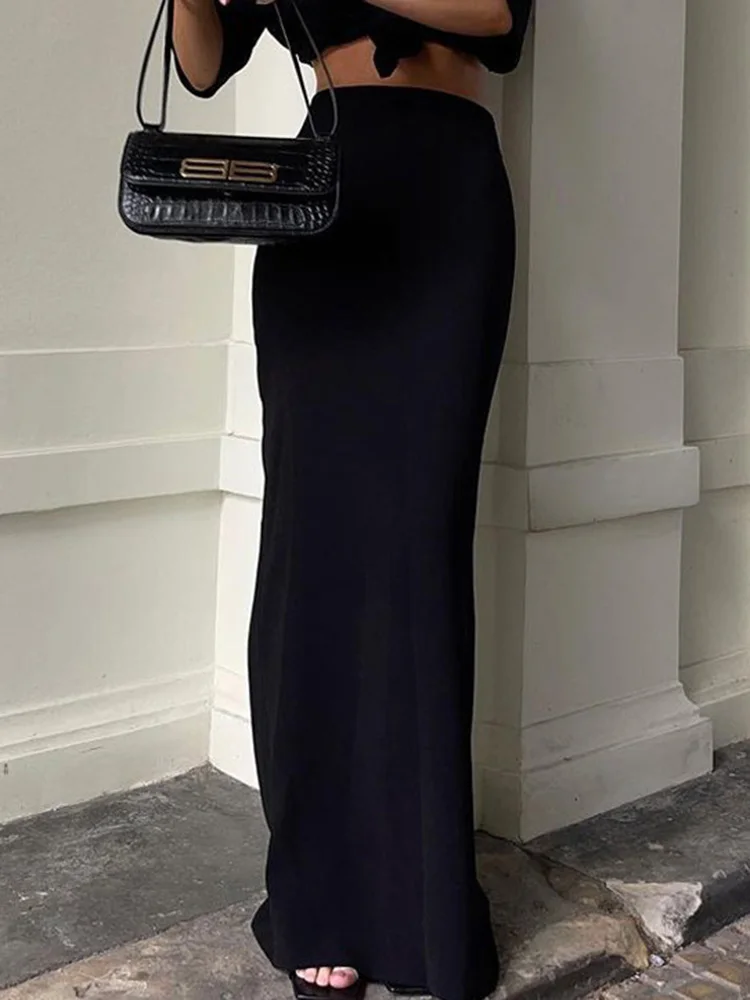

Юбка-карандаш Женская в пол, хлопковая облегающая длинная офисная вечерняя юбка с завышенной талией, цвет черный