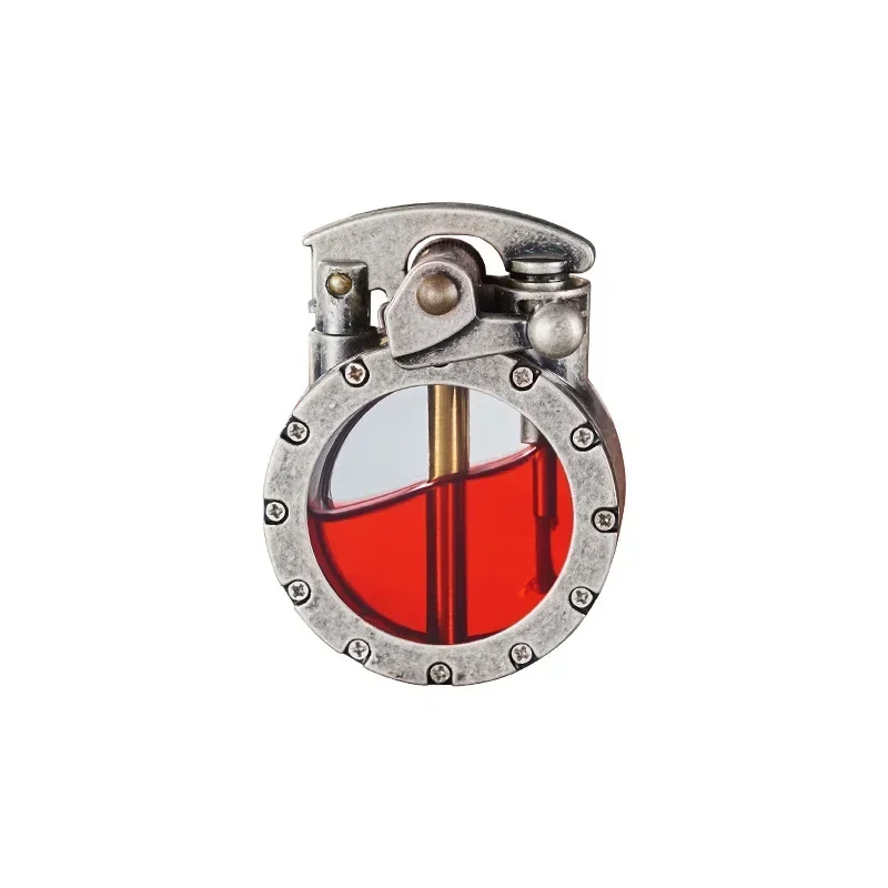 Transparent Oil Tank Metal Kerosene Lighter Mechanical Rocker Open Flame Lighter Smoking Accessories Luxury