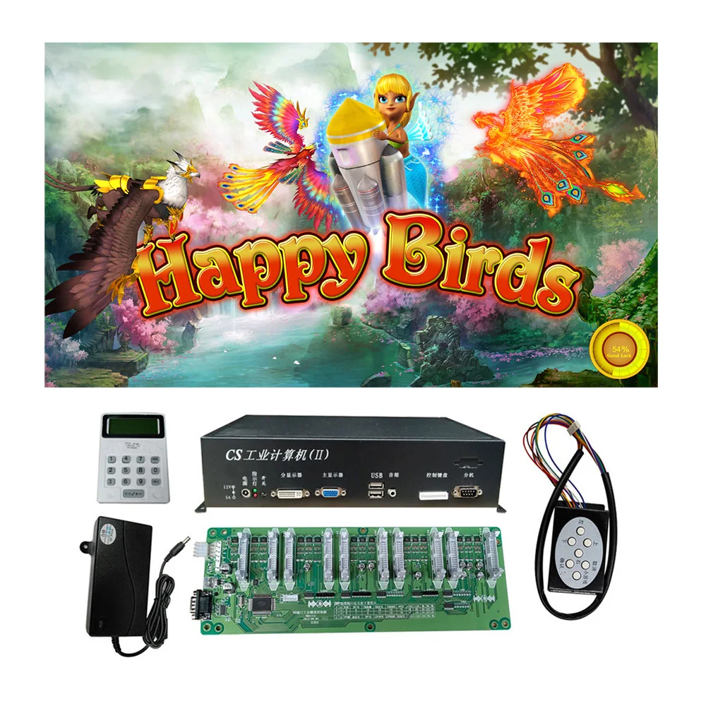 

Popular 4/6/8/10 Players Happy Birds Fish Hunter Arcade Shooting Game Machine Host Accessories