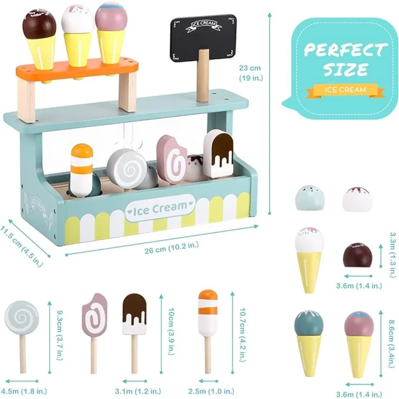 Ice Cream Shop Playing House Toys With Kitchen Food Wooden Toys Montessori Pretend Play Educational Toys For Baby Birthday Gifts 6