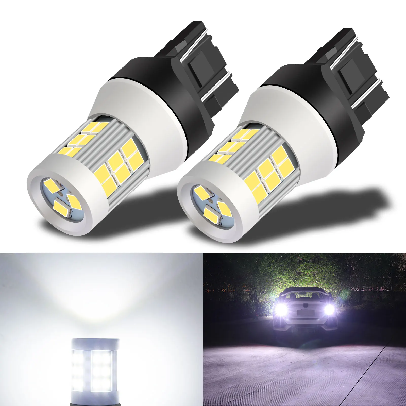 

COEO 7443R/W 2Pcs Car Driving Stop Light Led Bulbs 12V 6000k large-scale lighting range LED Lamps Super Bright Led Bulbs
