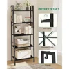 Bookshelf, Ladder Shelf, Freestanding Corner Storage Shelve with 2 Hooks for Home Office, Living Room, 5-Tier Black Bookcase 3