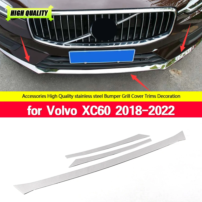 

Stainless Steel Car Bumper Frame Trims Front Corner Cover Decoration Grille Strips for Volvo XC60 2018-2022 Auto Accessories