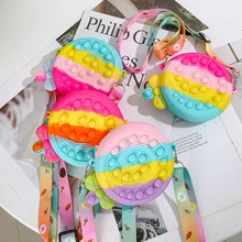 

Pop It Fidget Toys Push Bubble Rainbow Rainbow Lollipop Coin Purse Wallet Ladies Bag Silica Simple Dimple Crossbody Bag for Kids