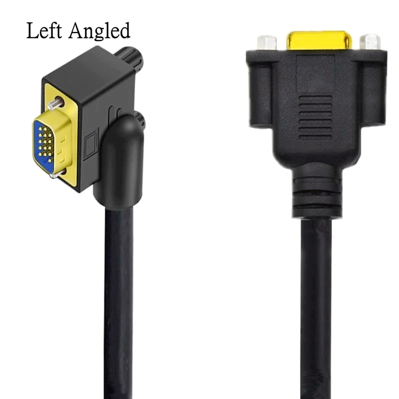 Gold Plated 90 Degree Angled VGA Cable VGA Male to Female Extension Cable Cord 1080P Full HD Computer Monitor 0.5M