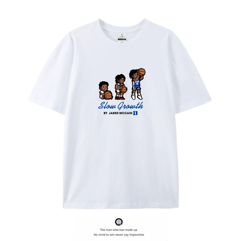 Jared McCain Duke Hand-painted Anime Men's and Women's T-shirt American Casual Basketball Crew Neck Short Sleeve 4