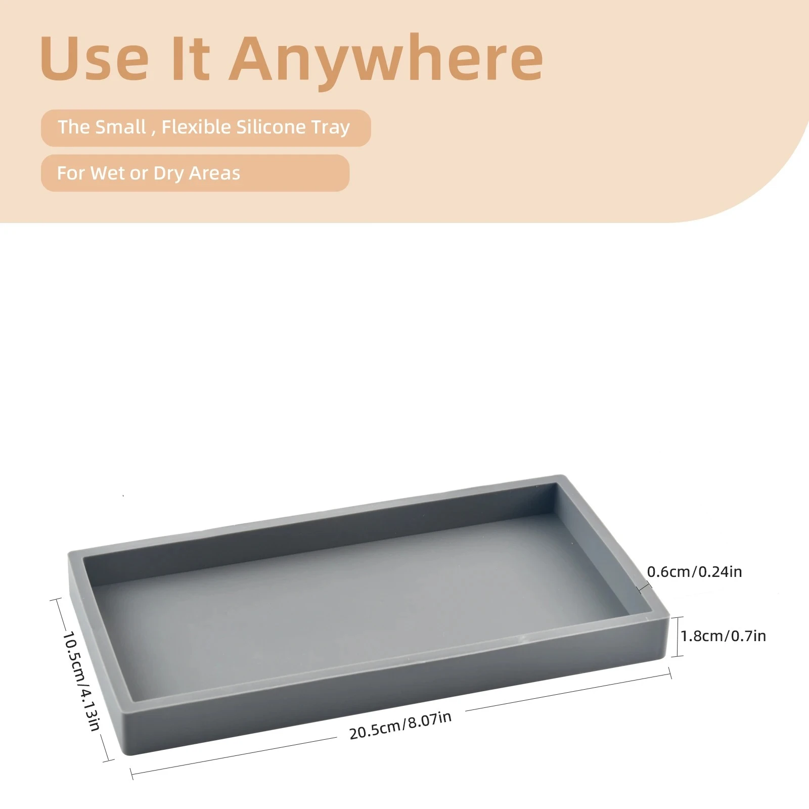 Vassoio da scrivania multiuso in silicone, vassoio portaoggetti da bagno/ufficio per cancelleria, cosmetici, piccoli accessori, organizer - immagine 3