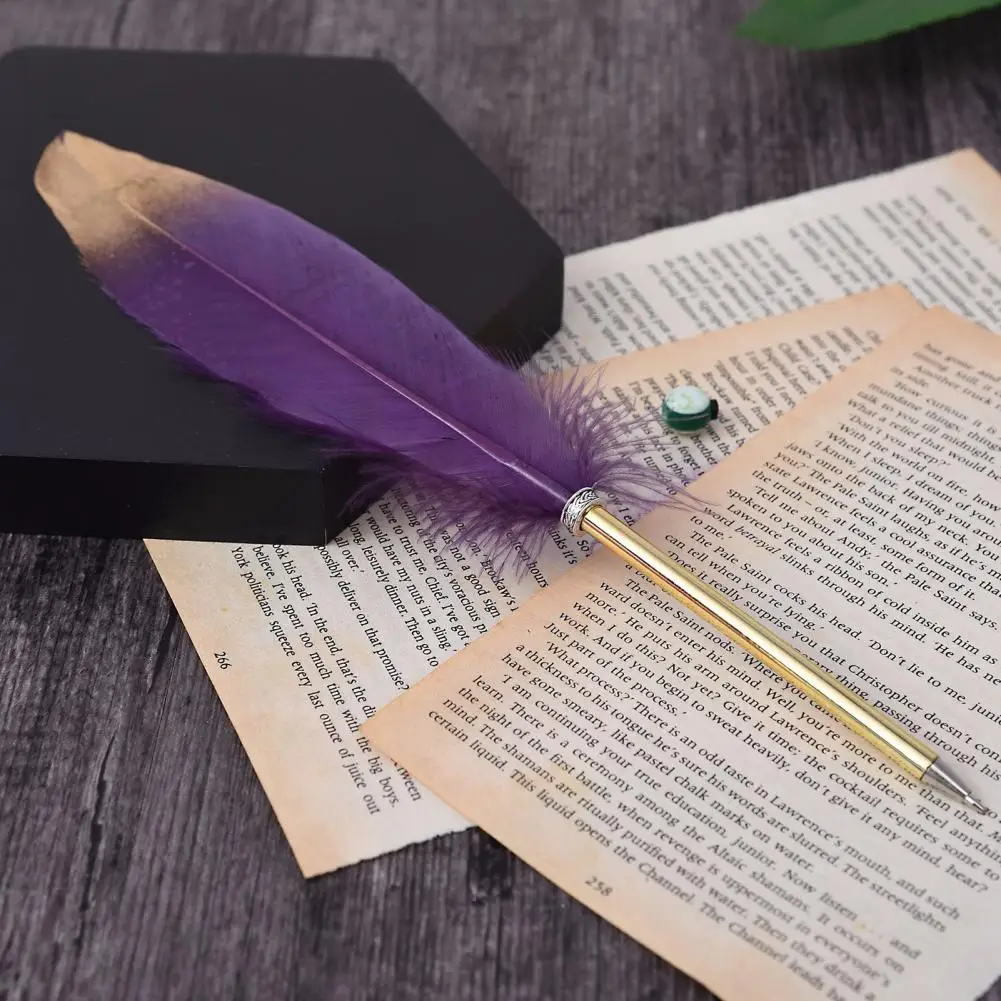 

Copper Feather Quill Pen Smooth Writing Durable Elegant Design Breakage-resistant Christmas Gift Wedding Signature Pen