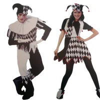 Halloween Carnival Party Cosplay Costumes Funny Clown Cosplay Costume Adults Man Women Black and White Couple Clown Suit 1