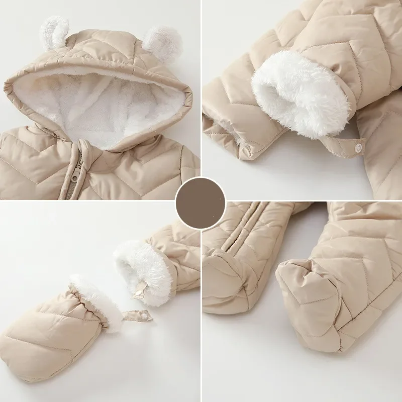 Bodysuits Coats Newborns Baby Girls Boys Jumpsuit Jacket Hoodied Footies Gloves Children Winter Clothes Toddlers Quilted Romper