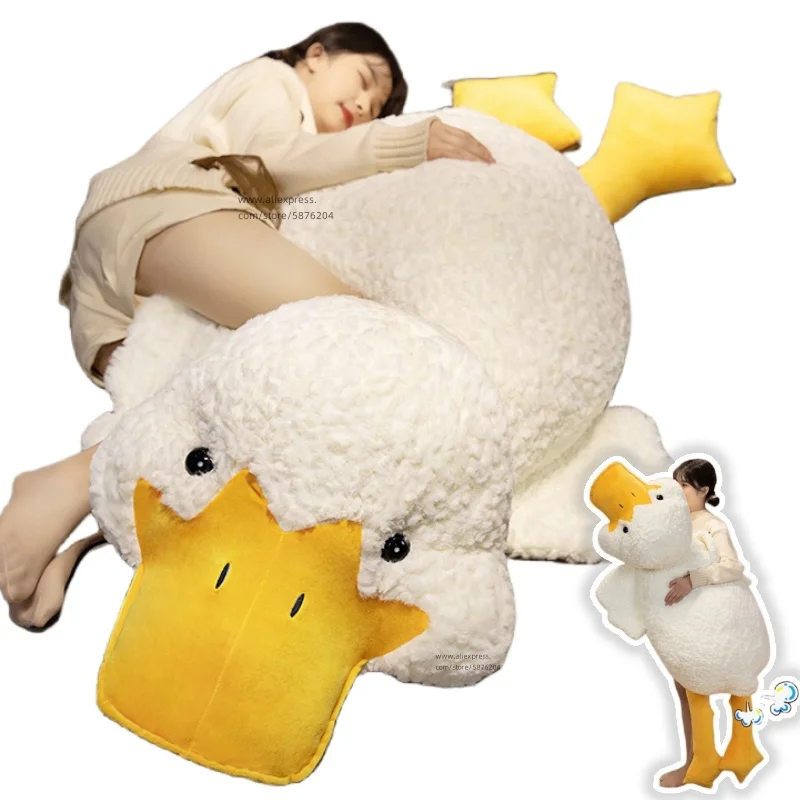 55cm-1.75M Giant Duck Plush Toy Stuffed Big Mouth White Duck lying Throw Pillow for Boy Girl Nap Sleeping Cushion Pregnant Leg роутеры keenetic giant kn 2610 white