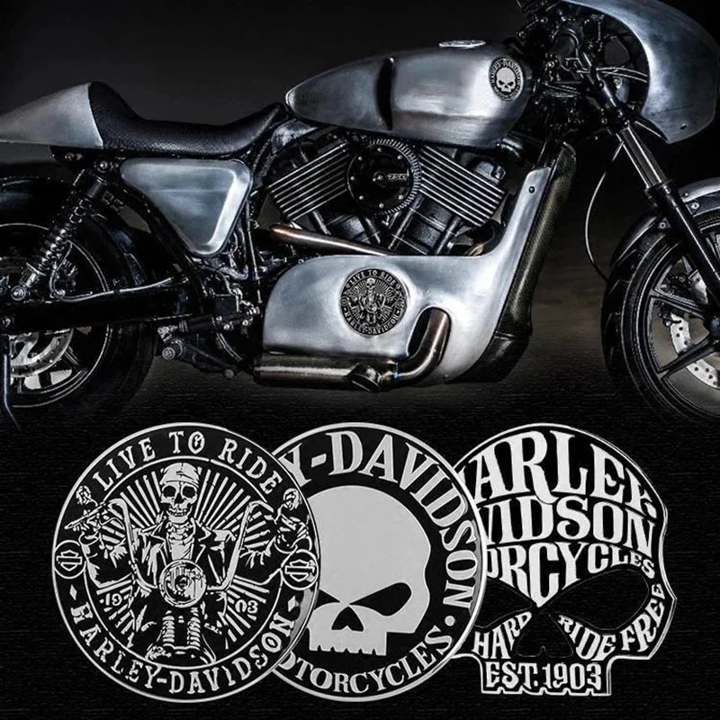 Large 3D Metal Skull Skeleton Sticker For Harley Davidson Motorcycles Car Locomotive Tail Fuel Tank Cover Machine Head Emblem 4