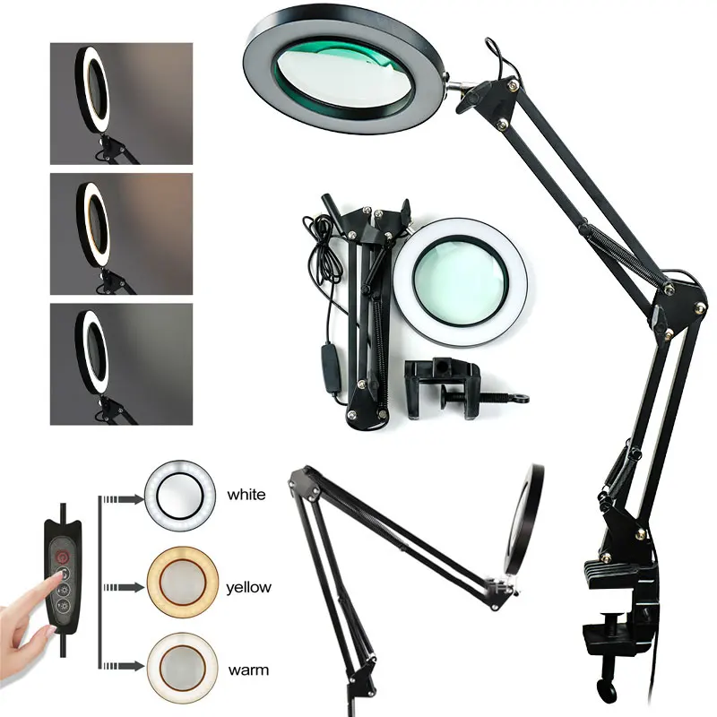 

8X NEW Illuminated Magnifier USB 3 Colors 64 LED Magnifying Glass for Soldering Iron Repair/Skincare Beauty Tool Table Lamp