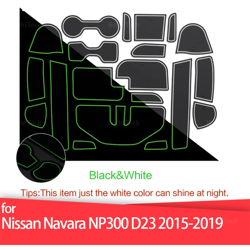 

Interior Anti Slip Mat Door Slot Pad Cup Cushion Groove Rubber Mat for Nissan Navara NP300 D23 2015 2016 2017 2018 2019