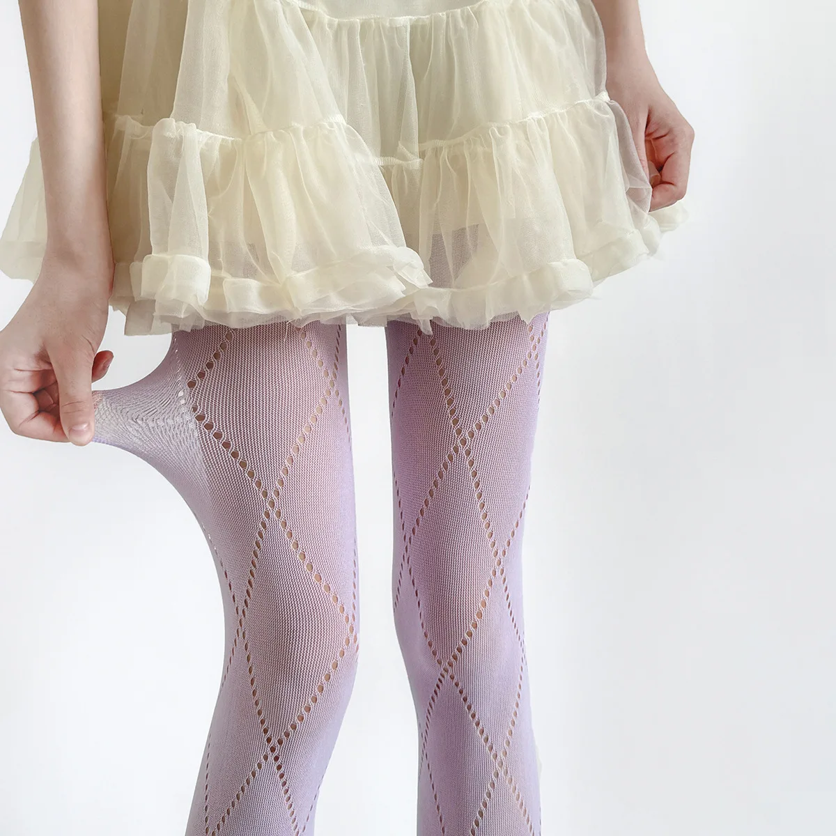 Damen Vintage Diamant-Netzstrumpfhose, Transparente Argyle-Strumpfhose, Atmungsaktive Sommerstrümpfe Lolita, Tägliches Tragen, Party, Freizeitoutfits – Detail 11