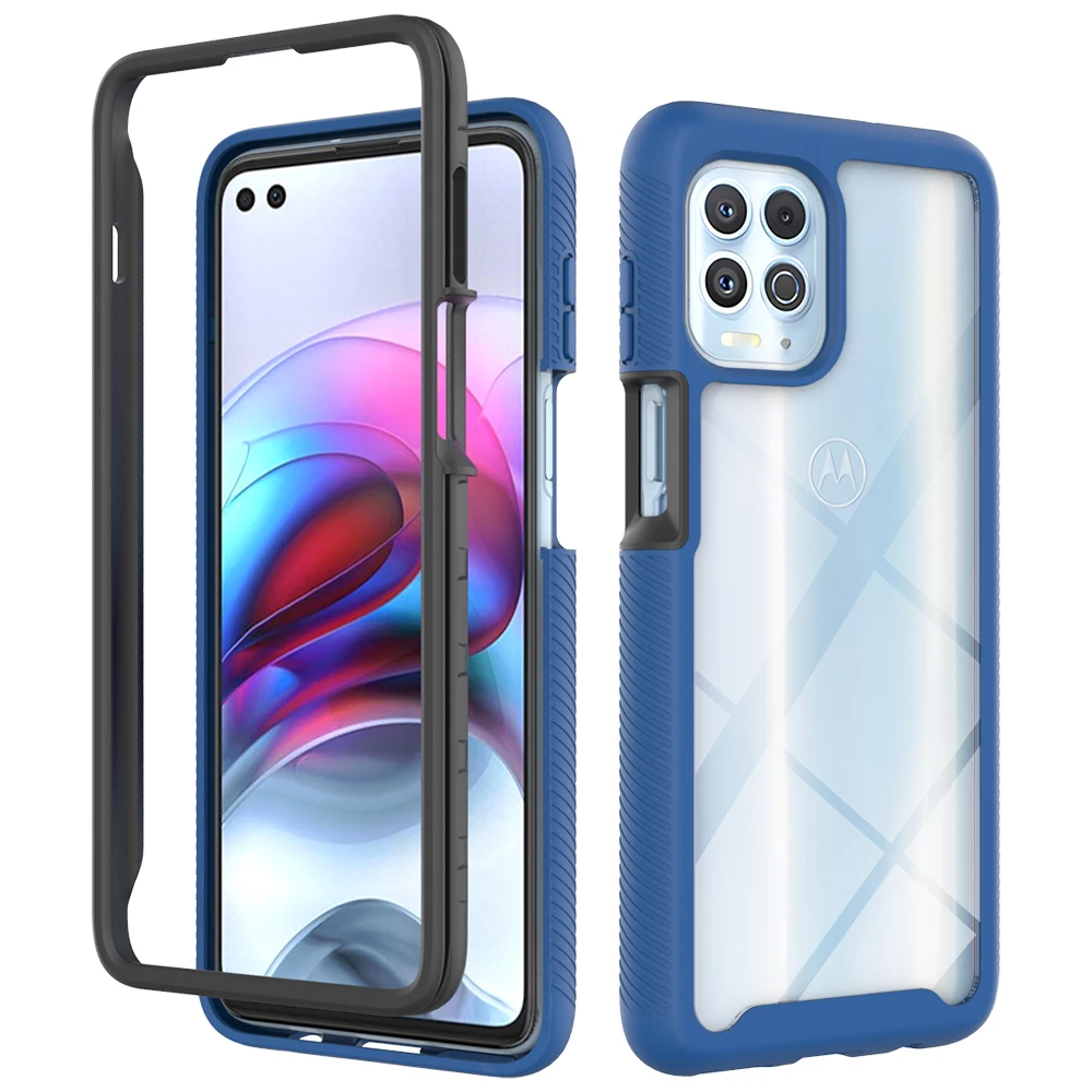 Hybrid Rugged Armor Shockproof Transparent Back Case with TPU Frame