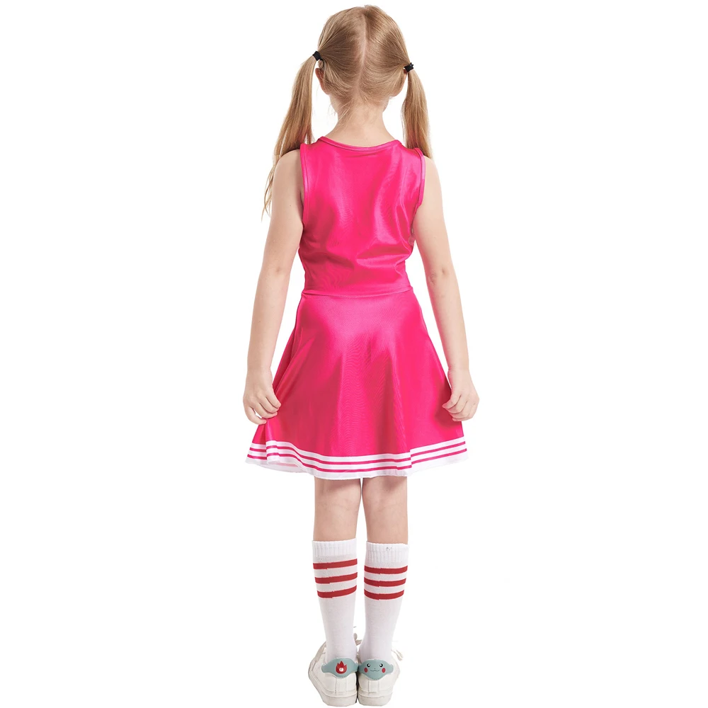 3 szt. Letni dziecięcy Tank Top cheerleaderek nadruk w litery wąski dopasowana sukienka fantazyjny zestaw sportowy kostium fabularny XS-XL