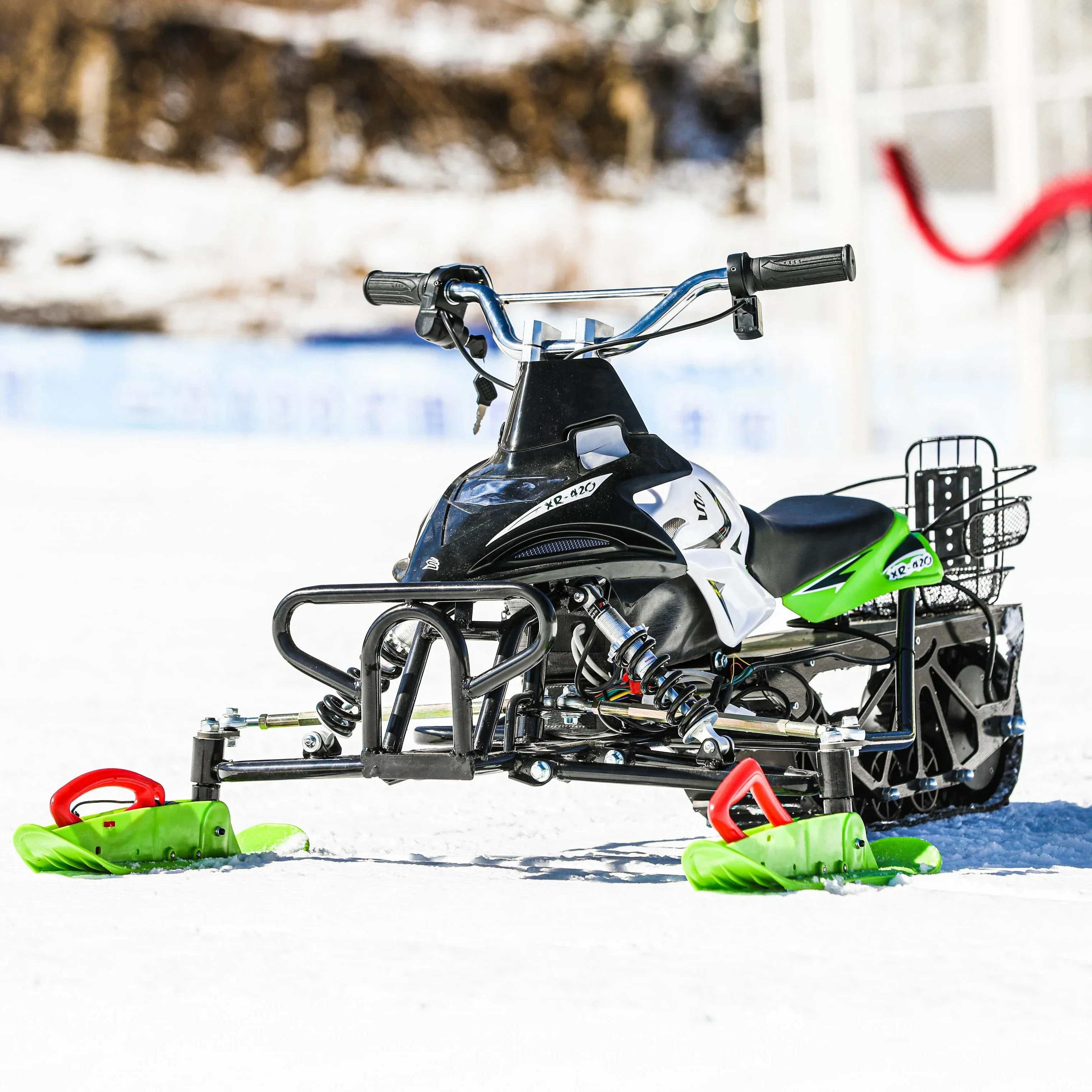 Sopop 800W/48V Electric Winter Sledge Snow Racer Snow Snowmobile Steering Wheel Ride On Grass Sand Scooter