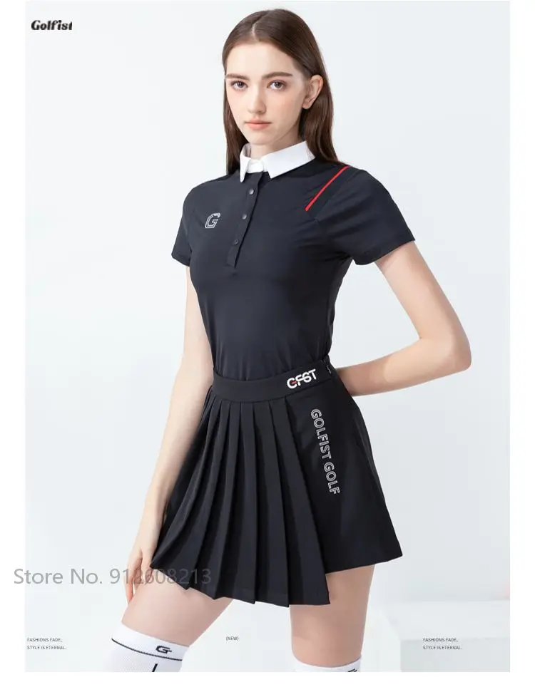 Golfist Girls Short-sleeve Polo Shirt Women Anti-empty Pleated