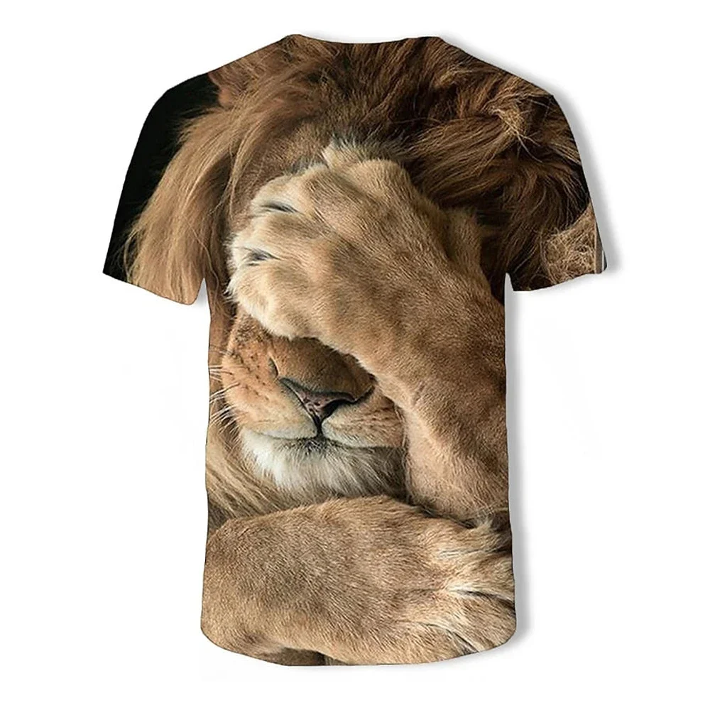 

Retro Shy Lion Element Print 3Dt Shirt For Men Breathable Fitness Sport Short Sleeve For Men Top Cool Summer Casual T Shirt Top