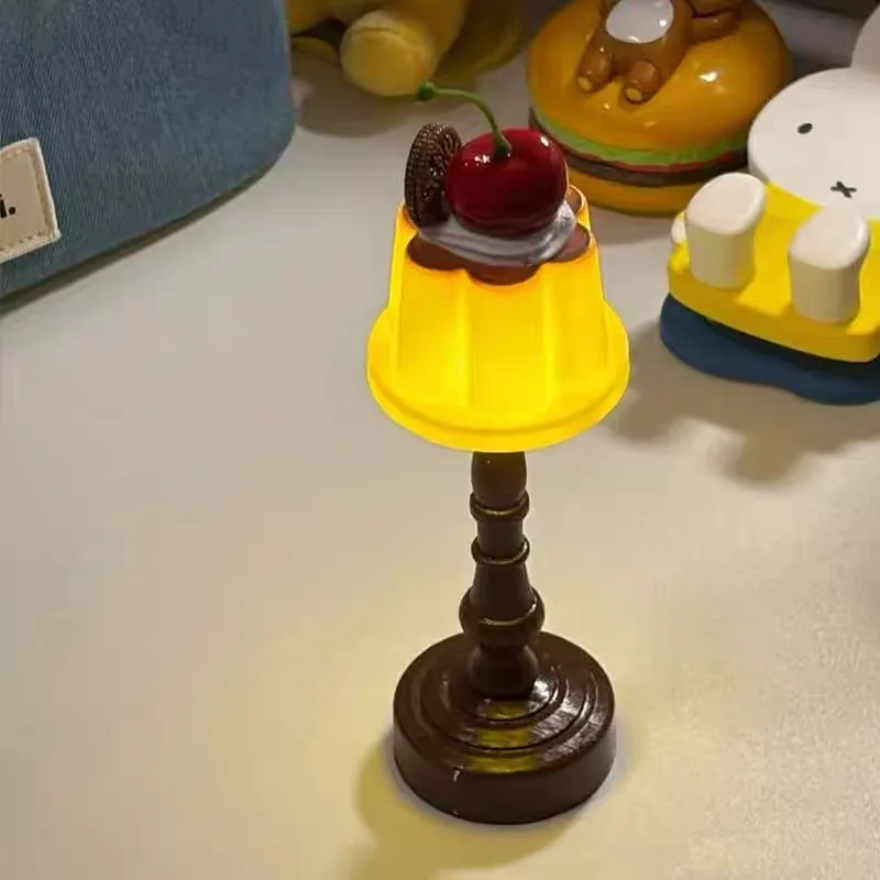 Kawaii Pudding Night Light LED Desk Lamp Battery Powered Desk Bedside Bedroom Bar Room Decor Atmosphere Sleeping Light kid Gifts 5