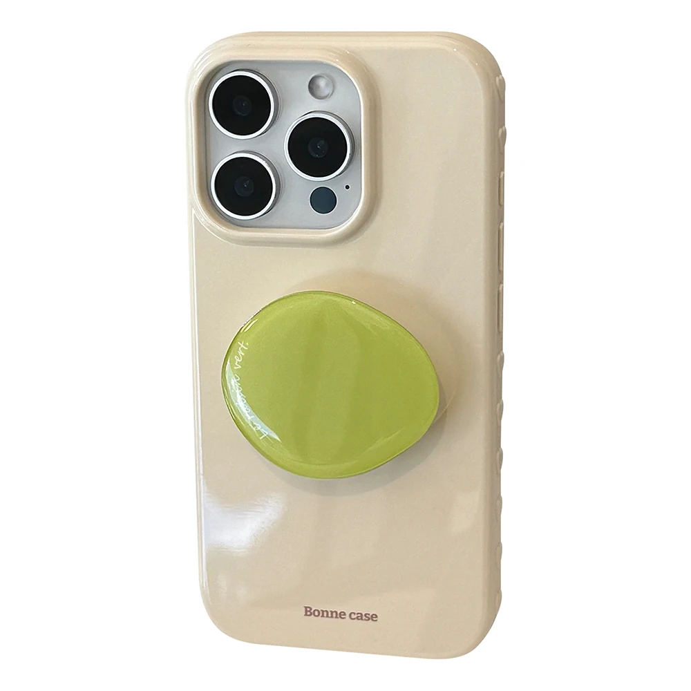 Chic Korean-Style Solid Color Soft Phone Case with Bracket – Shockproof Protective Cover