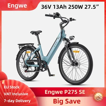 Engwe P275 SE Bici elettrica 250W 36V 13Ah 27.5*1.95" Slim City Pneumatici E-bike Freni a disco idraulici anteriori posteriori Controllo APP a 7 velocità