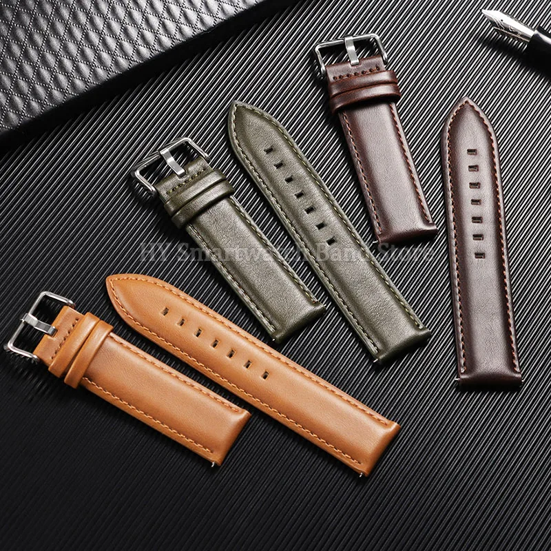 Vintage Brown Cowhide Leather Watch Band with Pin Buckle and Quick Release - Multiple Sizes Available