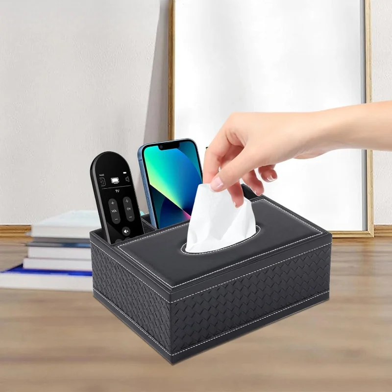 Tissue Box Napkin Holder High Quality Leather Tissue Box Cover Remote Control Cosmetic Stationery Storage Box Home Decoration 2