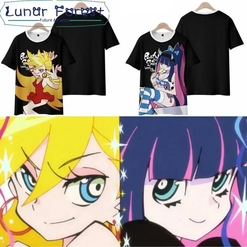 Moda ver ã o em torno do pesco ç o manga curta popular anime japon ê s streetwear calcinha e meia com garterbelt impress ã o 3d