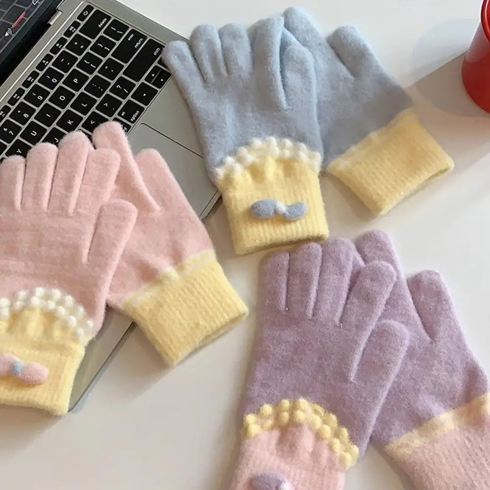 Fashion Soft Full Finger Gloves Windproof Cold Proof Colorful Winter Gloves Warm Driving Skiing Mittens