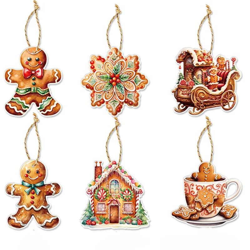 (12 Pcs/pack) Gingerbread Man Paper Pendant Christmas Stickers And Decorations Graffiti Sticker New Year Decoration Decals DIY