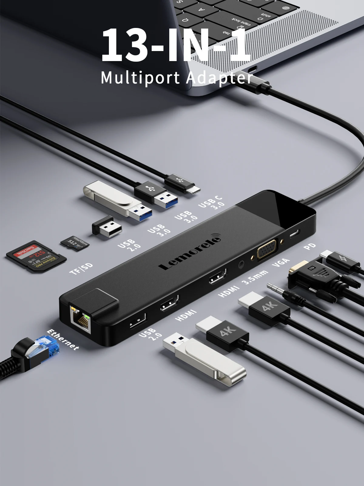 TC100 USB C Hub Docking Station with RJ45 2