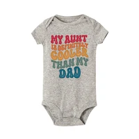 My Aunt Is Definitely Cooler Than My Dad Printed Baby Bodysuit Funny Newborn Summe Jumpsuit Infant Short Sleeve Clothes Outfit 3